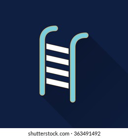 Ladder  icon with long shadow, flat design. Vector illustration.