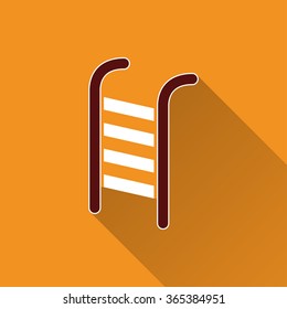 Ladder  icon with long shadow, flat design. Vector illustration.