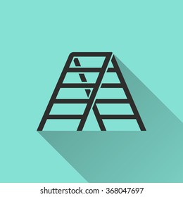 Ladder  icon with long shadow, flat design. Vector illustration.