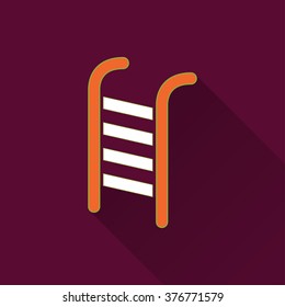 Ladder icon with long shadow, flat design. Vector illustration.