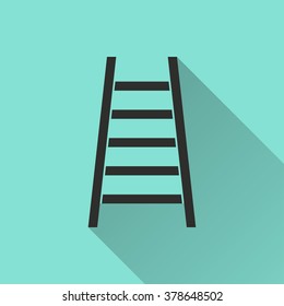 Ladder  icon with long shadow, flat design. Vector illustration.