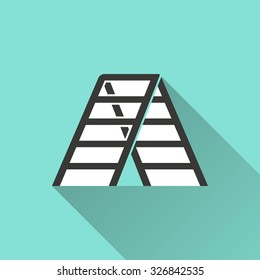Ladder  icon  on green background. Vector illustration.