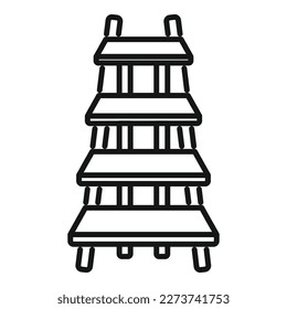Ladder icon outline vector. Wood construction. Wooden stair