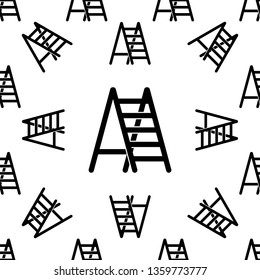 Ladder Icon Seamless Pattern, Ladder Equipment Vector Art Illustration