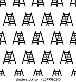 Ladder Icon Seamless Pattern, Ladder Equipment Vector Art Illustration