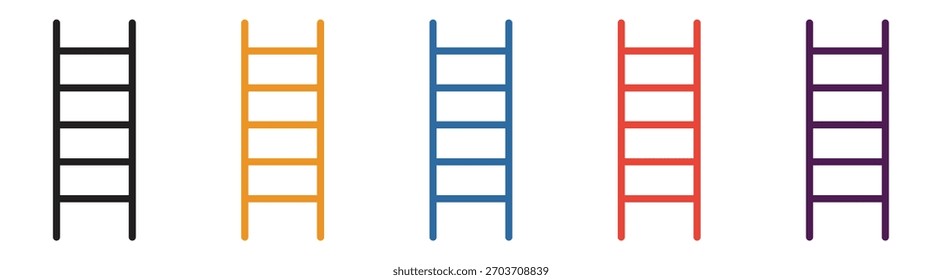 Ícone de escada definido para escalada, ilustração vetorial.