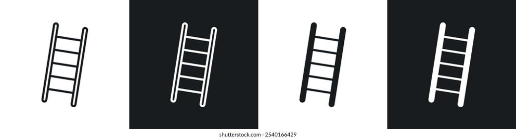 Ladder icon set. Vector symbols in black and white colors.