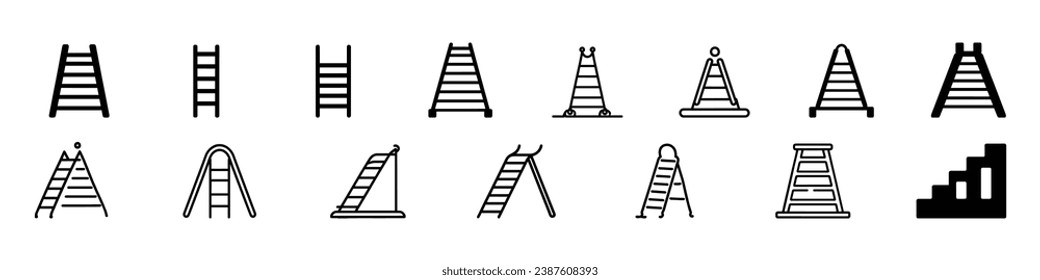 ladder icon, Stairs Icon, Step ladder icons. Home metal. Stairway wooden, Line metal ladder icon outline vector. Wood step. Stair up, Step Stairs icon. Painter ladder icons, Wood cons