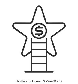 Ladder icon, Strategy symbol outline icon, editable vector illustration and transparent graphic element. Isolated on white background