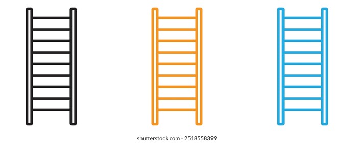 Conjunto de ilustración de línea fina de icono de escalera