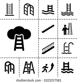 Ladder icons. set of 13 editable filled ladder icons such as stairs