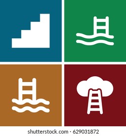 Ladder icons set. set of 4 ladder filled icons such as 