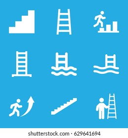 Ladder icons set. set of 9 ladder filled icons such as stairs, stair