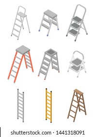 Ladder icons set. Isometric set of ladder vector icons for web design isolated on white background