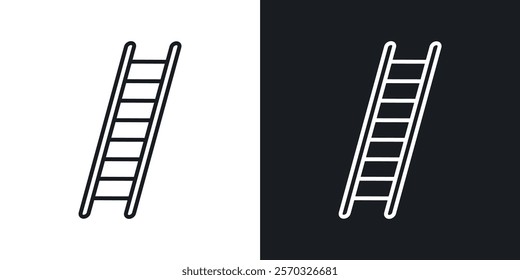 Ladder icons vectors set in black. line and flat versions