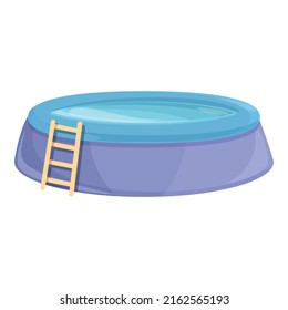 Ladder inflatable pool icon cartoon vector. Swim float. Ring raft