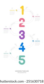 escada Infográfico 5 passos para modelo de crescimento de sucesso. Processo de negócios. Ilustração vetorial.