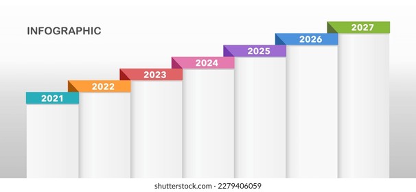 Ladder infographic folding paper timeline 7th anniversary. Vector illustration.