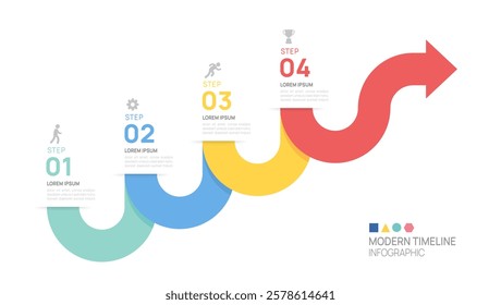 ladder Infographics arrow symbol timeline business steps to success template. Vector illustration.