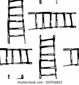 Ladder ink hand draw seamless pattern background