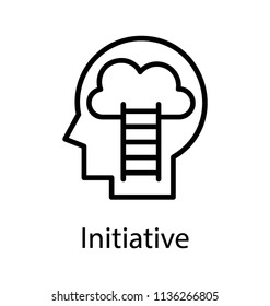 A Ladder Inside A Human Skull Reaching Through Its Brain, Depicting Idea For Initiative Icon 