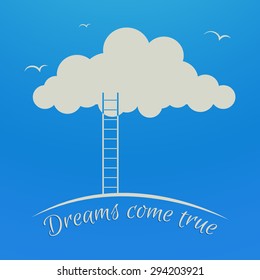 Ladder into the sky. Vector illustration