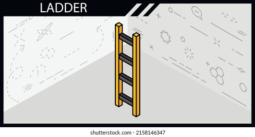 Ladder isometric design icon. Vector web illustration. 3d colorful concept