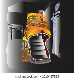 Ladder, the jaws of monkeys, basement, vector