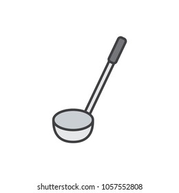 Ladder kitchen utensil flat line colored icon.
