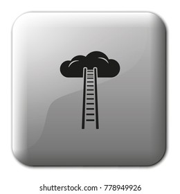 Ladder leading to cloud flat vector icon.
