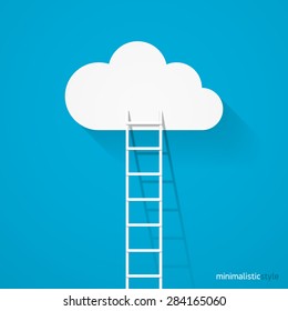 Ladder leading to cloud minimalistic style vector illustration