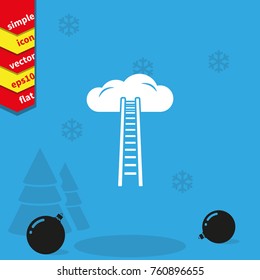 Ladder leading to cloud vector icon.