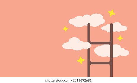 Escalera que conduce a las nubes. Ilustración vectorial de diseño de logros.