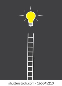 Ladder leading up to floating lightbulb 