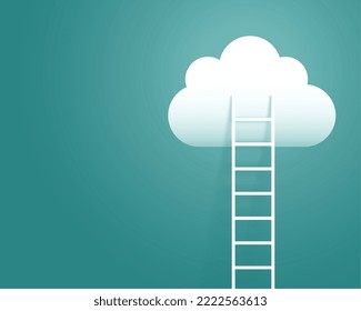 ladder leading to white cloud success concept background