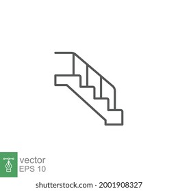 Arriba el icono de las escaleras de estilo de línea de escalera. Moderno lineal. Escalera, escalera mecánica, pasarela. Cuidado con la escalera. Ilustración de un solo vector. Diseño en fondo blanco. EPS 10