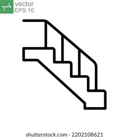Up The Ladder Line Style Stairs Icon. Trendy Modern Flat Linear. Stairway, Escalator, Walkway. Stair Caution. Single Vector Illustration. Design On White Background. EPS 10