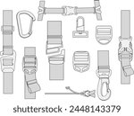 Ladder Lock Plastic Slider Buckles and clips fashion trims for accessory straps design vector illustration template