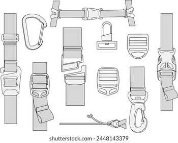 Ladder Lock Plastic Slider Buckles and clips fashion trims for accessory straps design vector illustration template