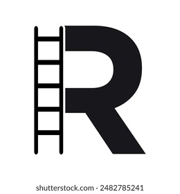 Ladder Logo combine with letter R vector template