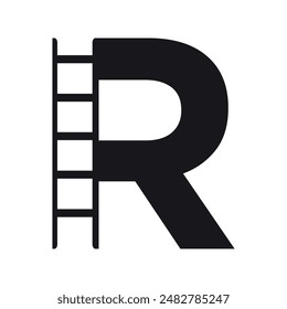 Ladder Logo combine with letter R vector template