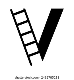 Ladder Logo combine with letter V vector template