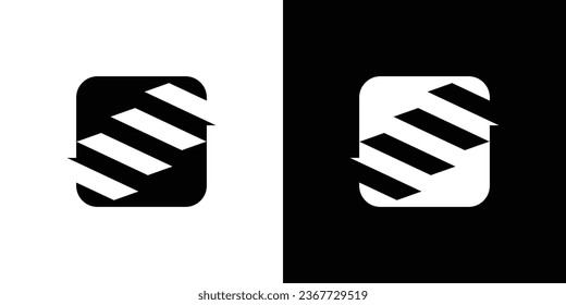 The ladder logo design in the box is made in an abstract and negative space style,