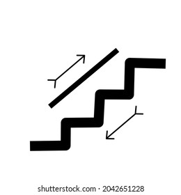 ladder logo and up and down arrows, black and white stairs vector