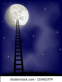 Ladder to the moon, vector illustration 