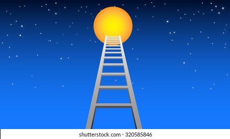 Ladder to moon vector illustration.