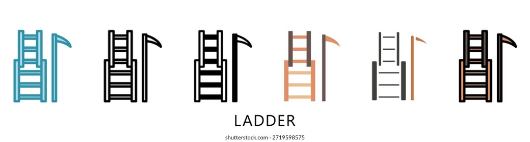Ilustración Mini Del Icono Del Multi Estilo De La Escalera, Uso Para El Concepto Moderno, Impresión, Ui, Kit De La Ux, Web Y Desarrollo Del App. Vector Relacionado Con Bomberos, Rescate Y Más