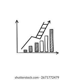 Ladder on Bar Chart Representing Career Growth and Progress