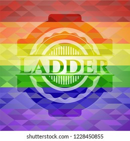 Ladder on mosaic background with the colors of the LGBT flag