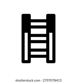 Escalera. Icono de Vector de trazo delineado con detalles rellenos de negro.